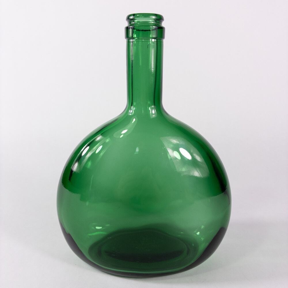 Vintage Emerald Green Glass Bottle Marked BA 8 313 Decorative 8" x 5"